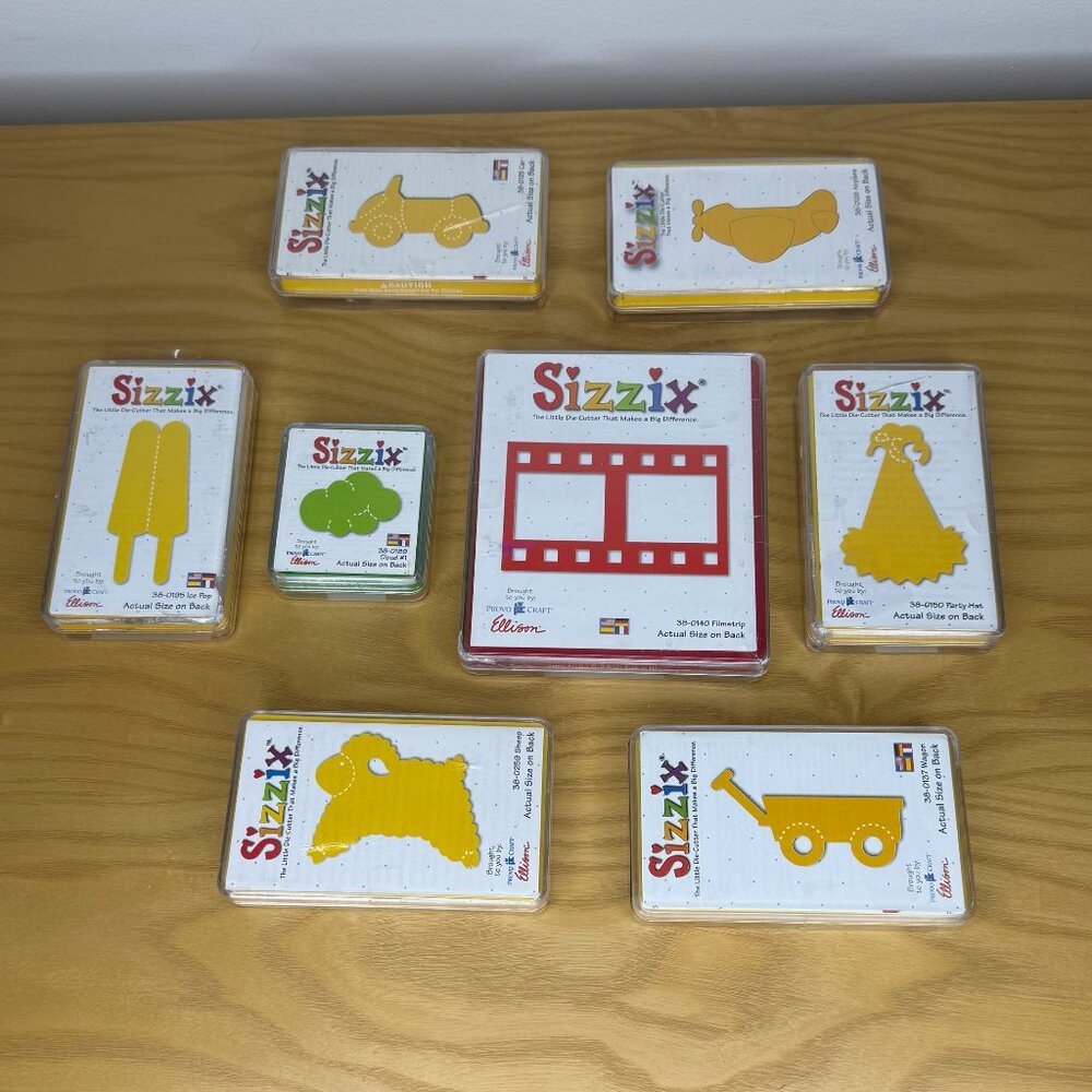 8 Provo Craft Sizzix Originals Die Lot Cuts Flower Power Tags Frame Most Are New